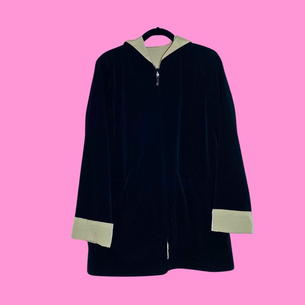 Vintage 90s Reversible Trench Jacket ✨🖤🤎 size M